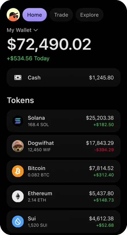 Phantom wallet home screen